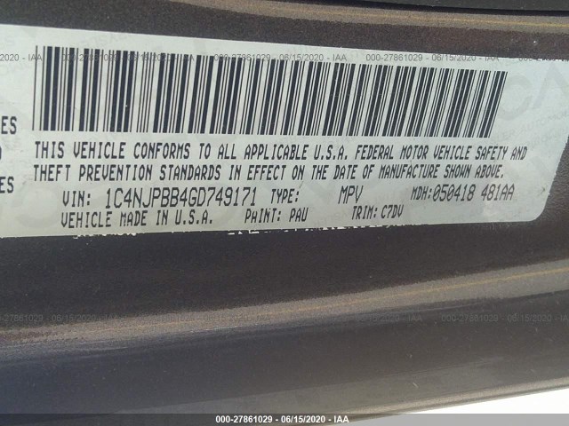 Photo 8 VIN: 1C4NJPBB4GD749171 - JEEP PATRIOT 