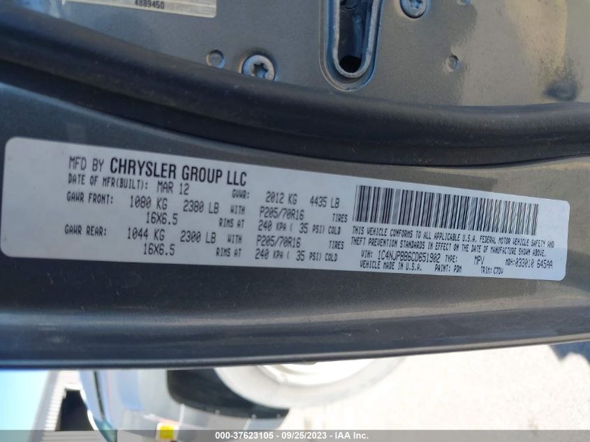 Photo 8 VIN: 1C4NJPBB6CD651902 - JEEP LIBERTY (PATRIOT) 