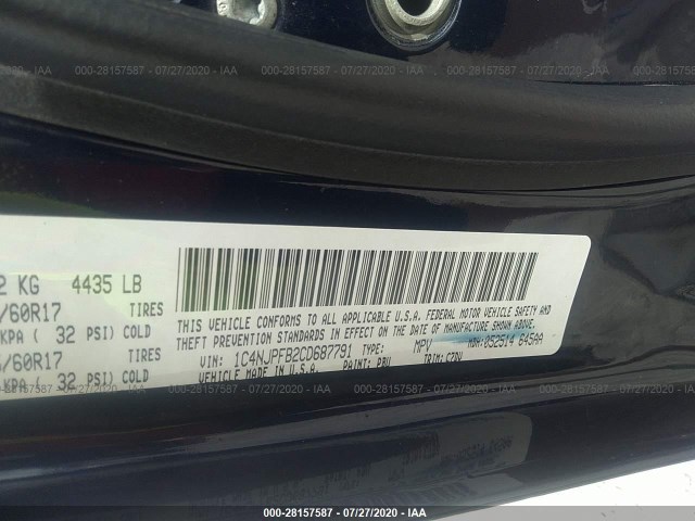 Photo 8 VIN: 1C4NJPFB2CD687791 - JEEP PATRIOT 