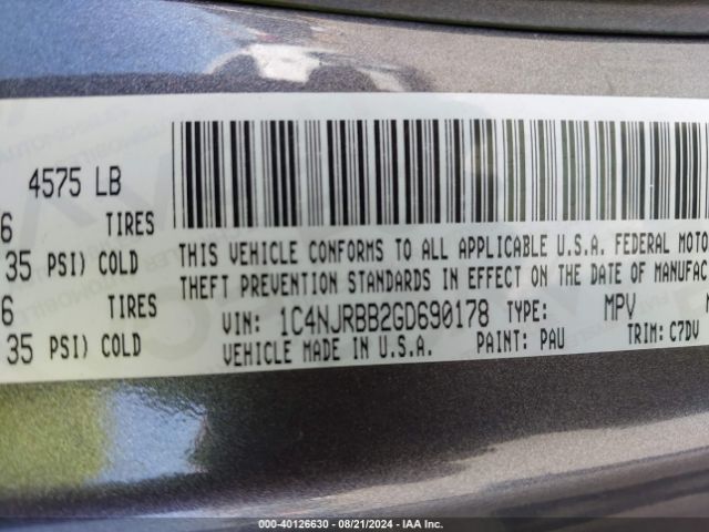 Photo 8 VIN: 1C4NJRBB2GD690178 - JEEP PATRIOT 