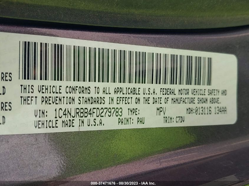 Photo 8 VIN: 1C4NJRBB4FD279783 - JEEP LIBERTY (PATRIOT) 