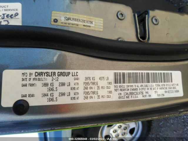 Photo 8 VIN: 1C4NJRBBXCD610796 - JEEP PATRIOT 