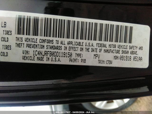 Photo 8 VIN: 1C4NJRFB0DD119150 - JEEP PATRIOT 