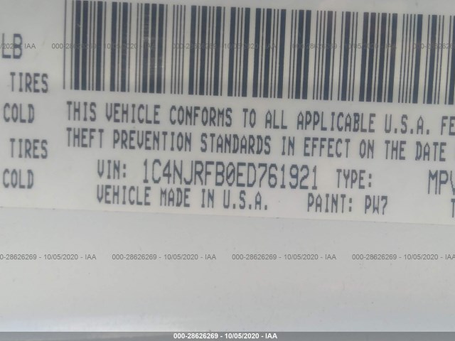 Photo 8 VIN: 1C4NJRFB0ED761921 - JEEP PATRIOT 