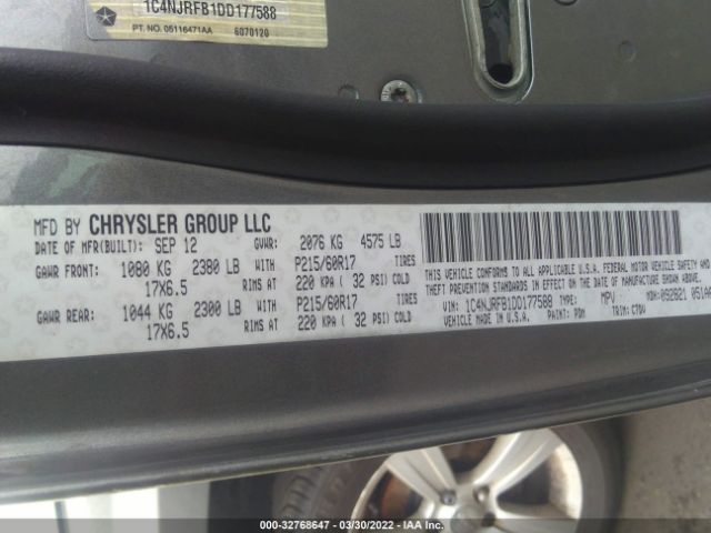 Photo 8 VIN: 1C4NJRFB1DD177588 - JEEP PATRIOT 