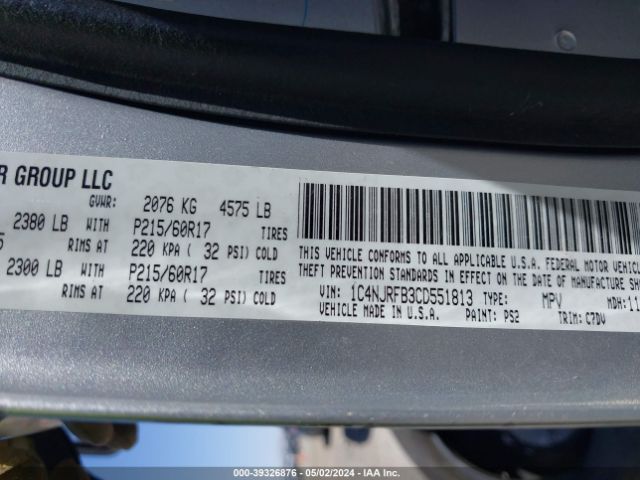 Photo 8 VIN: 1C4NJRFB3CD551813 - JEEP PATRIOT 