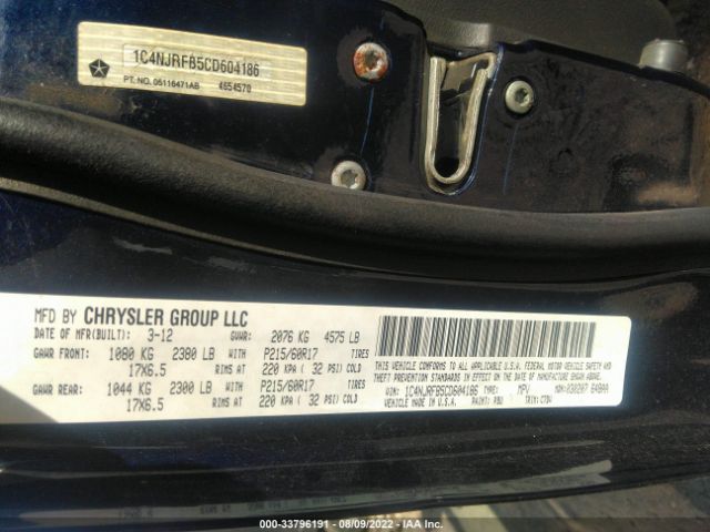 Photo 8 VIN: 1C4NJRFB5CD604186 - JEEP PATRIOT 