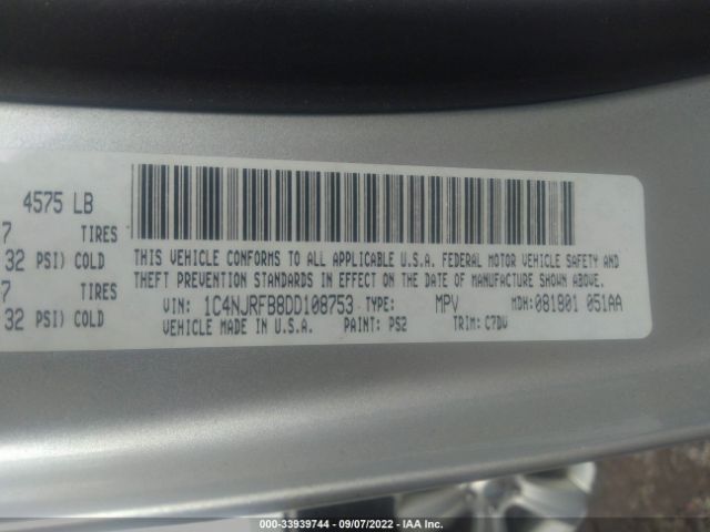 Photo 8 VIN: 1C4NJRFB8DD108753 - JEEP LIBERTY (PATRIOT) 