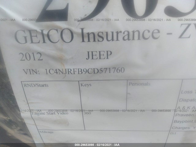 Photo 8 VIN: 1C4NJRFB9CD571760 - JEEP PATRIOT 