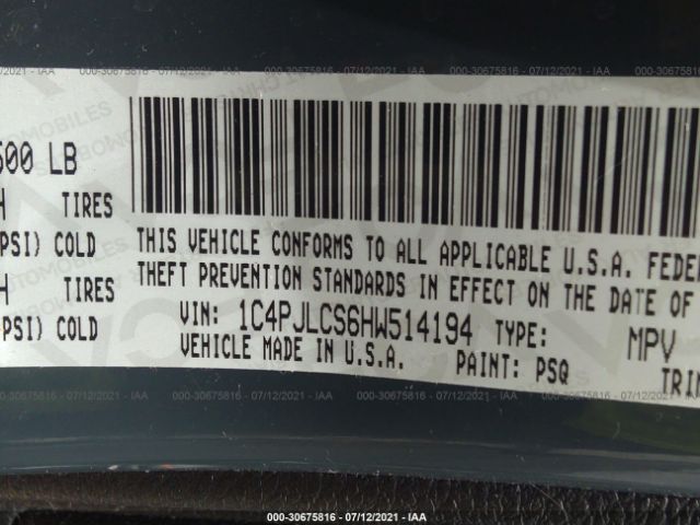 Photo 8 VIN: 1C4PJLCS6HW514194 - JEEP CHEROKEE 