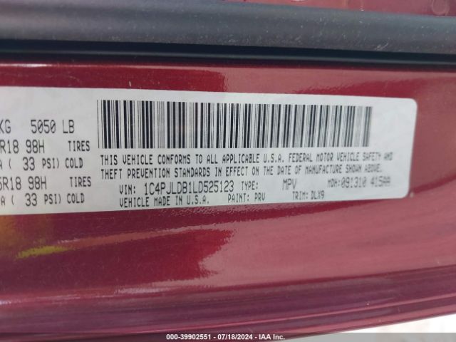 Photo 8 VIN: 1C4PJLDB1LD525123 - JEEP CHEROKEE 