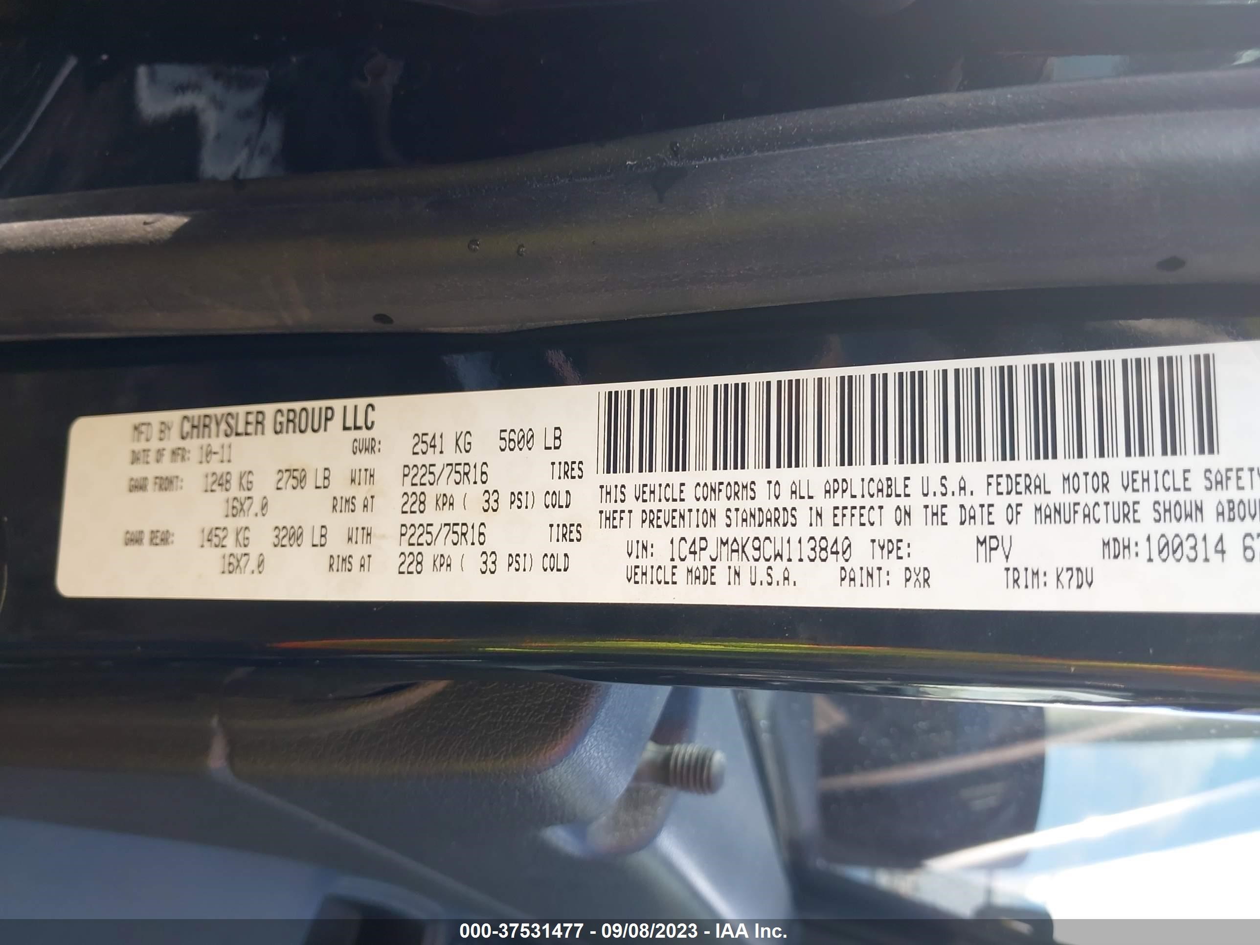 Photo 8 VIN: 1C4PJMAK9CW113840 - JEEP LIBERTY (NORTH AMERICA) 