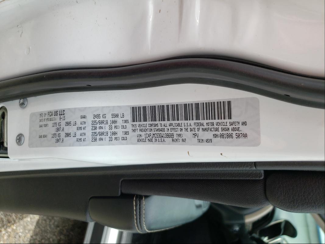 Photo 9 VIN: 1C4PJMCS3GW139689 - JEEP CHEROKEE L 