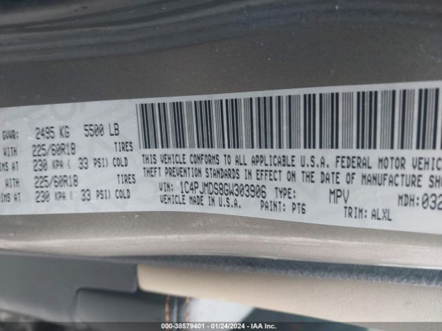 Photo 8 VIN: 1C4PJMDS8GW303906 - JEEP CHEROKEE 