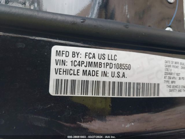 Photo 8 VIN: 1C4PJMMB1PD108550 - JEEP CHEROKEE 