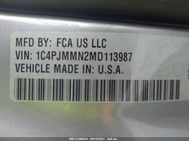 Photo 8 VIN: 1C4PJMMN2MD113987 - JEEP CHEROKEE 