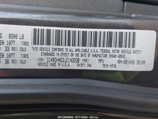 Photo 8 VIN: 1C4RDHAG3JC143238 - DODGE DURANGO 