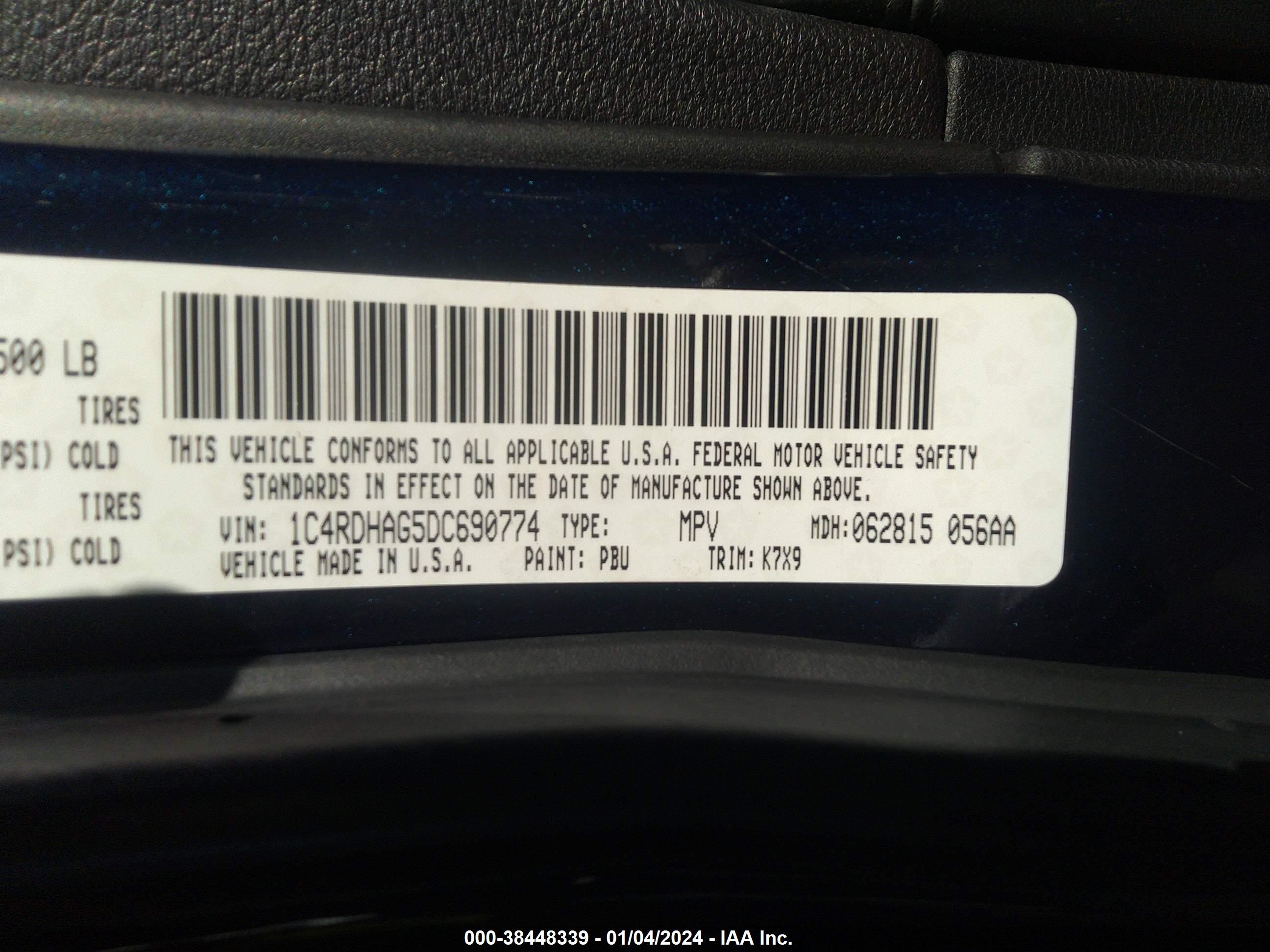 Photo 8 VIN: 1C4RDHAG5DC690774 - DODGE DURANGO 