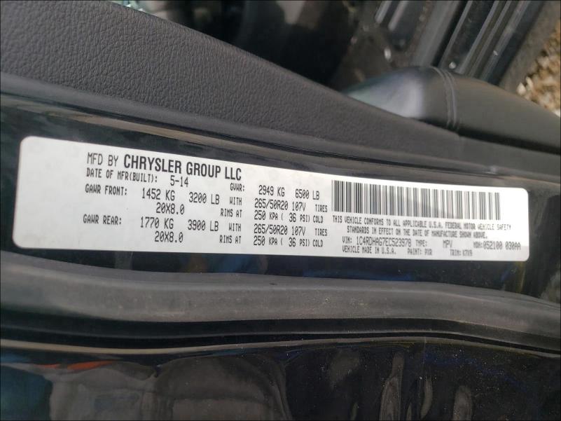 Photo 9 VIN: 1C4RDHAG7EC523978 - DODGE DURANGO SX 