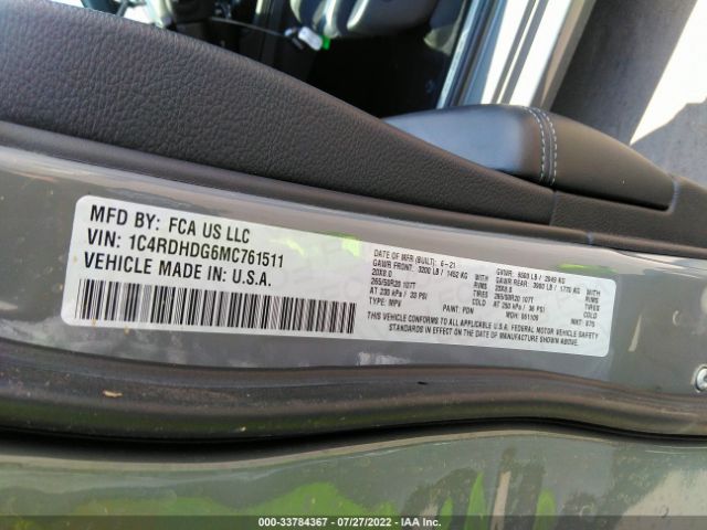 Photo 8 VIN: 1C4RDHDG6MC761511 - DODGE DURANGO 