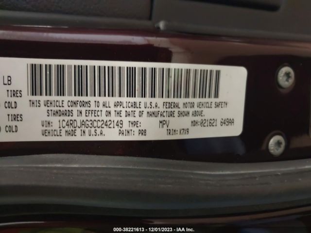 Photo 8 VIN: 1C4RDJAG3CC242149 - DODGE DURANGO 