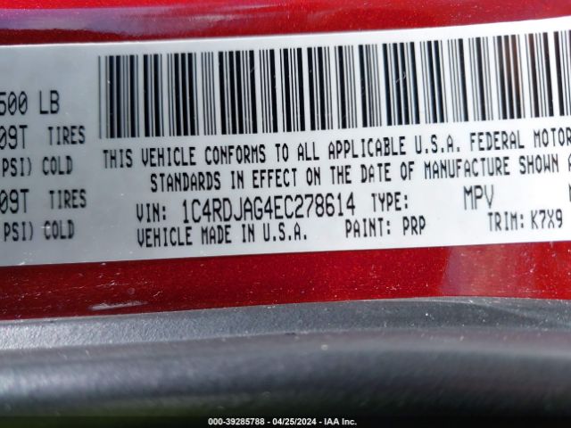 Photo 8 VIN: 1C4RDJAG4EC278614 - DODGE DURANGO 