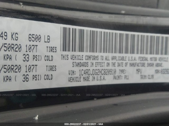 Photo 8 VIN: 1C4RDJDG2HC820910 - DODGE DURANGO 