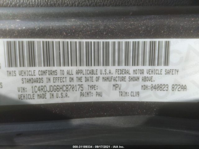 Photo 8 VIN: 1C4RDJDG6HC870175 - DODGE DURANGO 