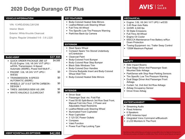 Photo 9 VIN: 1C4RDJDG6LC261256 - DODGE DURANGO GT 