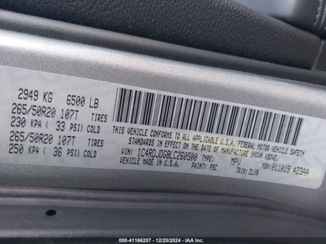 Photo 8 VIN: 1C4RDJDG8LC260500 - DODGE DURANGO 