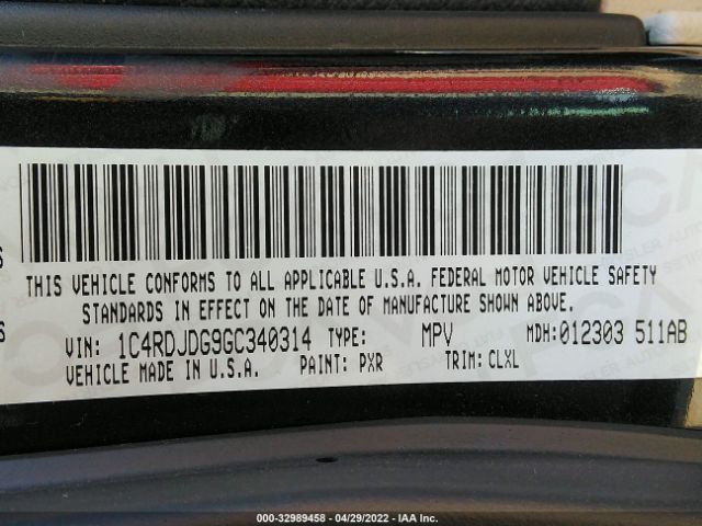 Photo 8 VIN: 1C4RDJDG9GC340314 - DODGE DURANGO 