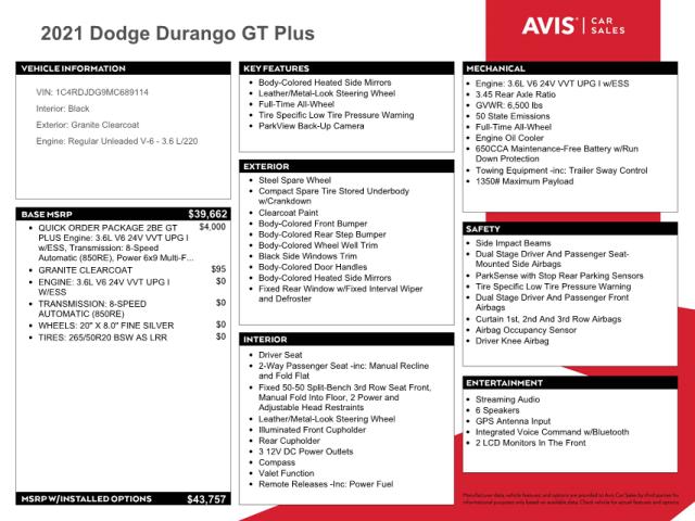 Photo 9 VIN: 1C4RDJDG9MC689114 - DODGE DURANGO GT 