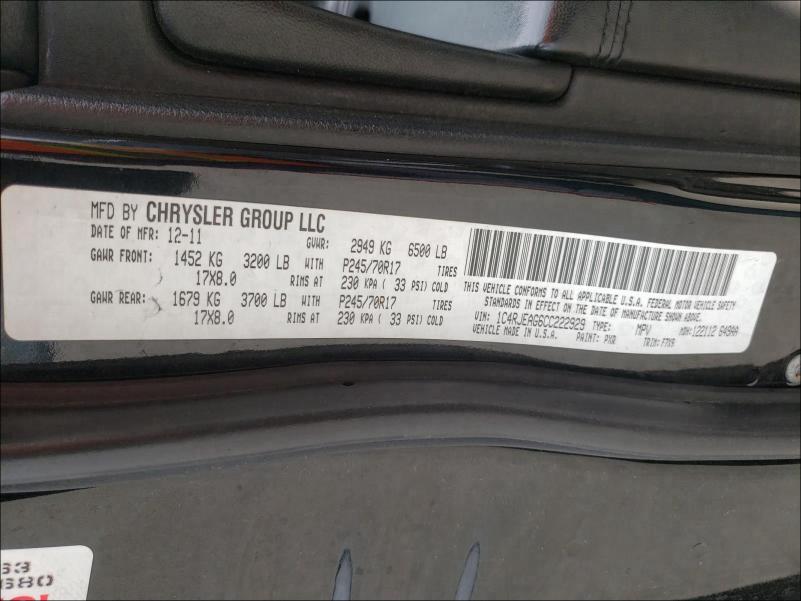 Photo 9 VIN: 1C4RJEAG6CC222929 - JEEP GRAND CHER 