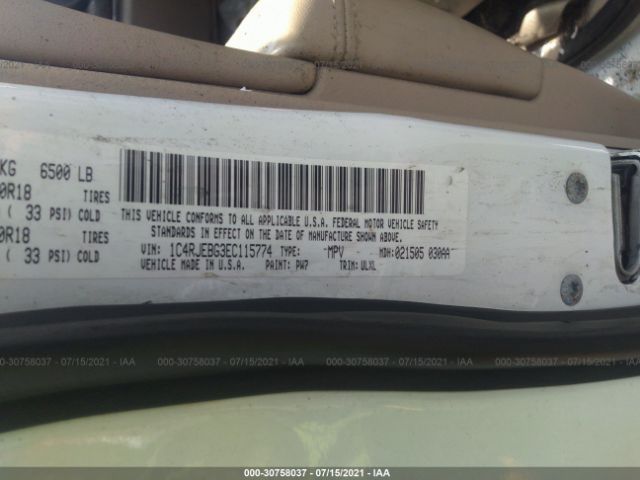 Photo 8 VIN: 1C4RJEBG3EC115774 - JEEP GRAND CHEROKEE 