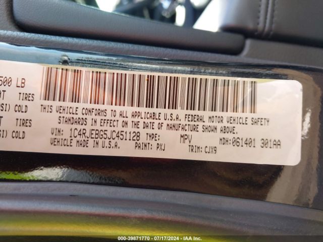 Photo 8 VIN: 1C4RJEBG5JC451128 - JEEP GRAND CHEROKEE 