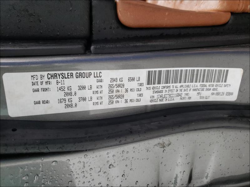 Photo 9 VIN: 1C4RJECT9CC116842 - JEEP GRAND CHER 