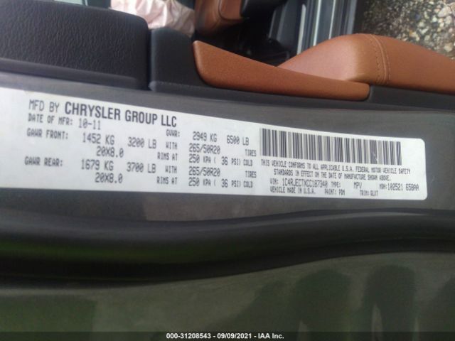 Photo 8 VIN: 1C4RJECTXCC187340 - JEEP GRAND CHEROKEE 