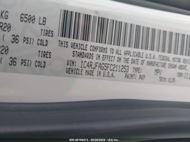 Photo 8 VIN: 1C4RJFAG5FC211253 - JEEP GRAND CHEROKEE 