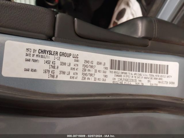 Photo 8 VIN: 1C4RJFAG8CC239155 - JEEP GRAND CHEROKEE 