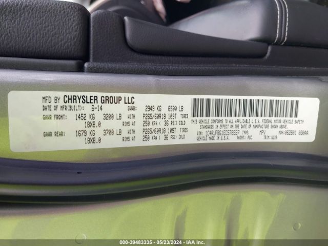 Photo 8 VIN: 1C4RJFBG1EC578597 - JEEP GRAND CHEROKEE 