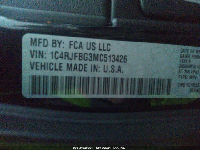 Photo 8 VIN: 1C4RJFBG3MC513426 - JEEP GRAND CHEROKEE 