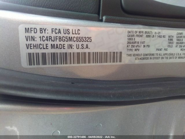 Photo 8 VIN: 1C4RJFBG5MC655325 - JEEP GRAND CHEROKEE 