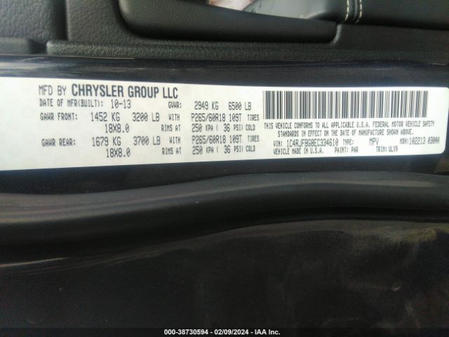 Photo 8 VIN: 1C4RJFBG8EC334610 - JEEP GRAND CHEROKEE 