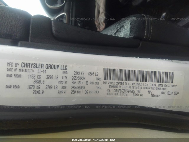 Photo 8 VIN: 1C4RJFBG9FC700205 - JEEP GRAND CHEROKEE 