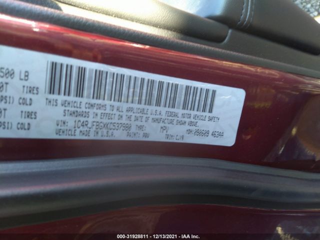 Photo 8 VIN: 1C4RJFBGXKC537980 - JEEP GRAND CHEROKEE 