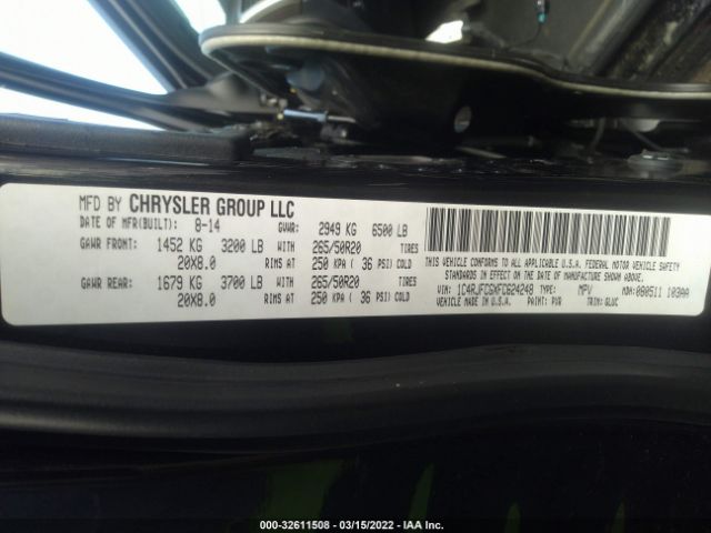 Photo 8 VIN: 1C4RJFCGXFC624248 - JEEP GRAND CHEROKEE 