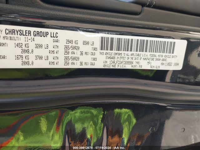 Photo 8 VIN: 1C4RJFCGXFC699984 - JEEP GRAND CHEROKEE 