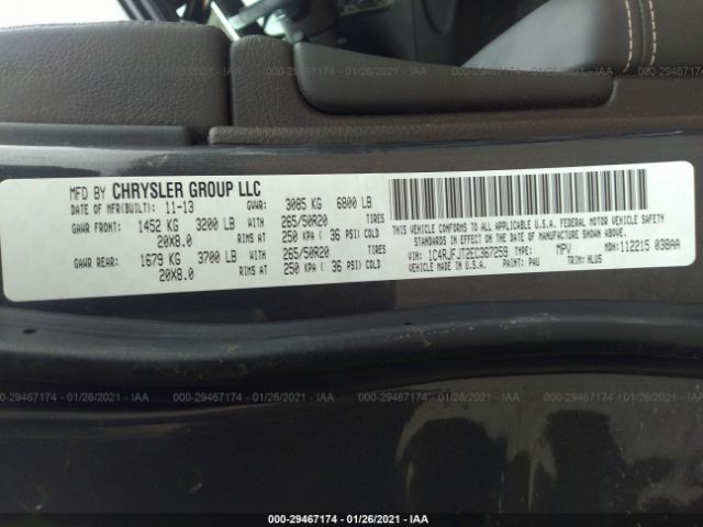 Photo 8 VIN: 1C4RJFJT2EC367259 - JEEP GRAND CHEROKEE 