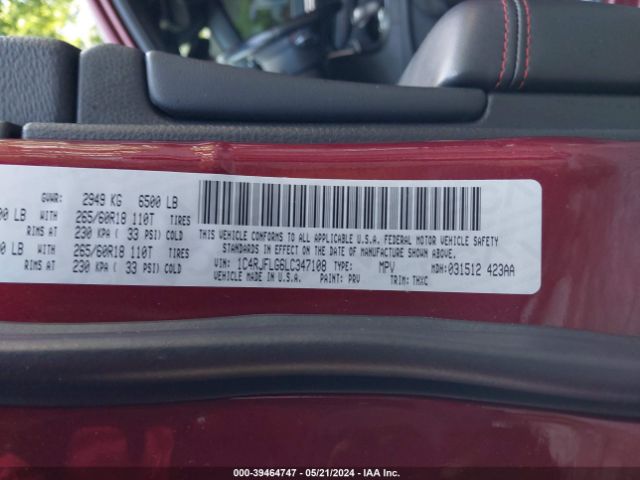 Photo 8 VIN: 1C4RJFLG6LC347108 - JEEP GRAND CHEROKEE 