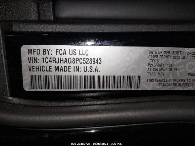 Photo 8 VIN: 1C4RJHAG8PC528943 - JEEP GRAND CHEROKEE 